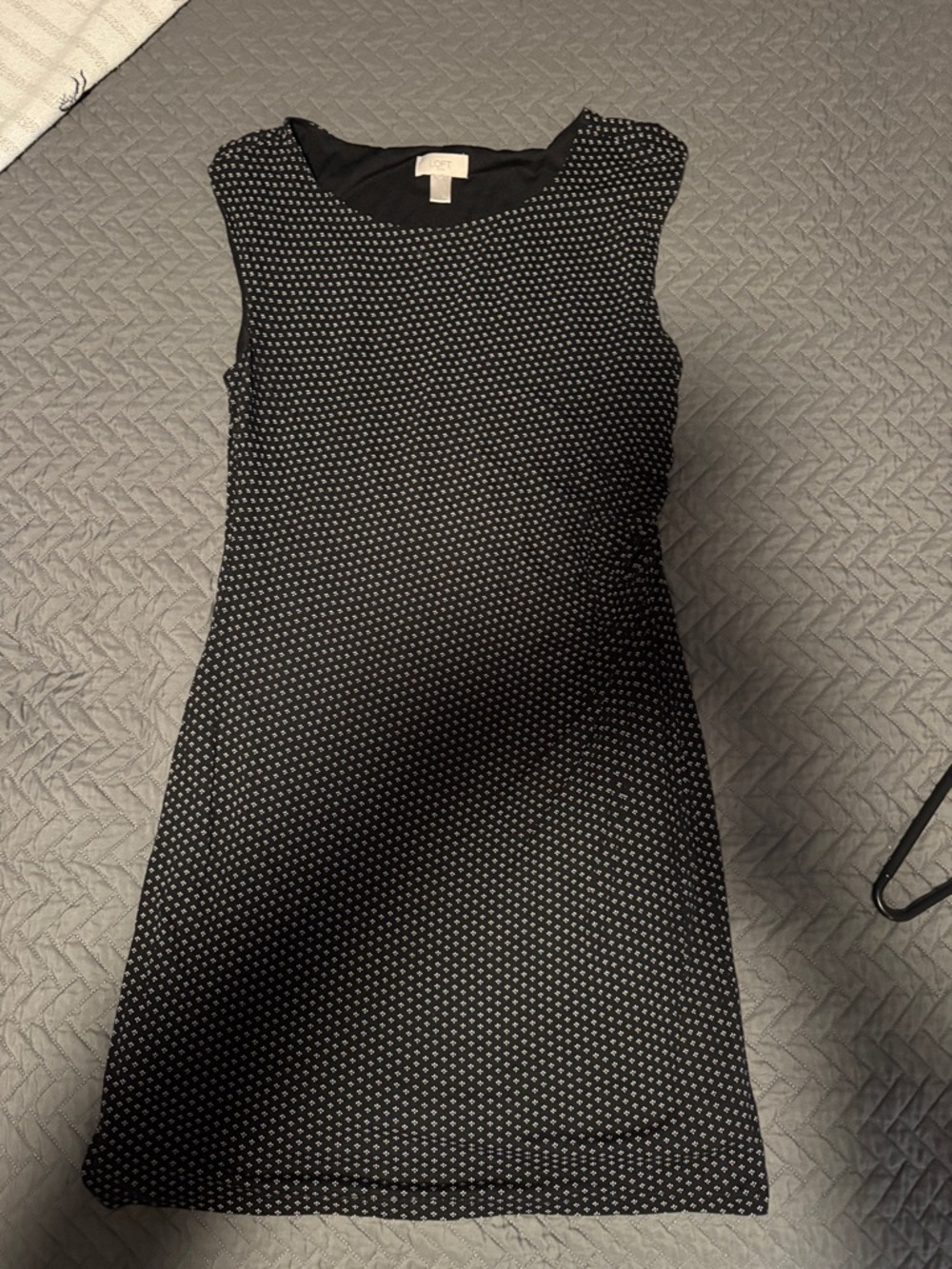 LOFT Black Sleeveless Textured Mini Dress